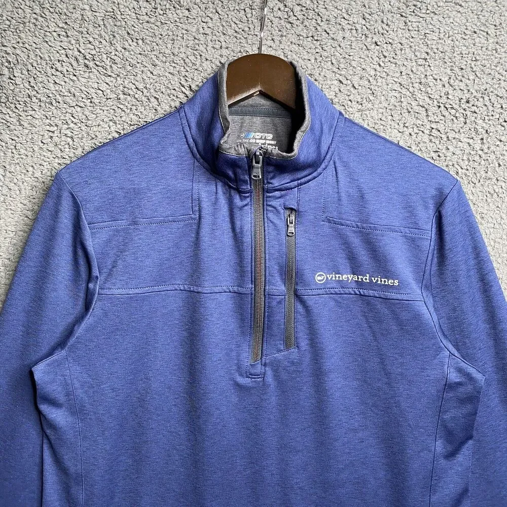Vineyard Vines On the Go Shep 1/4 Zip Shirt Men’s Deep Bay Blue Mens Small